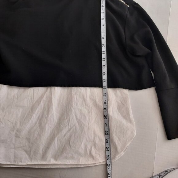 Zara Black/White Mock Neck Shoulder Zip Layered Top Size Medium - Picture 9 of 13